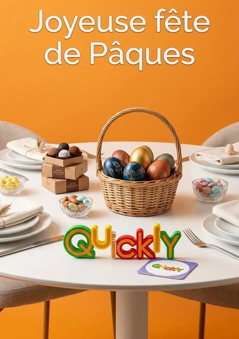 Affiche « Joyeuse fête de Pâques » de Quickly.